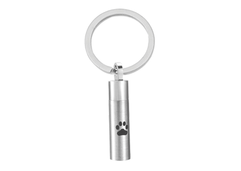Silver Cylinder Stainless Steel Keychain Image